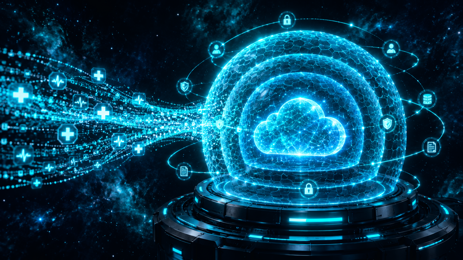 Secure cloud platform wrapping a flow of patient data in layered protection